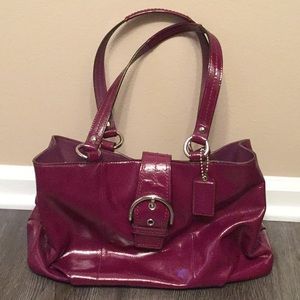 Authentic purple patent leather coach purse